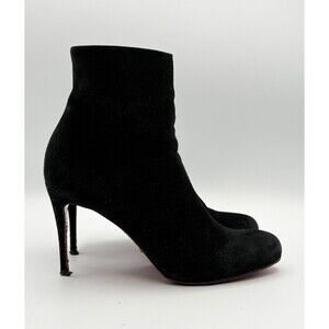 Christian Louboutin Black Suede Ankle Boots Stiletto Heel Bootie Sz EU 35